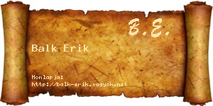 Balk Erik névjegykártya